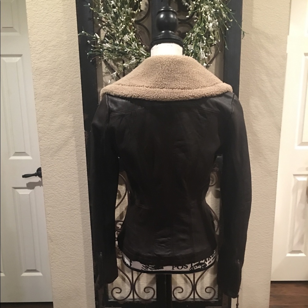 Michael Kors Brown Leather Moto Jacket NWT - Picture 3 of 7